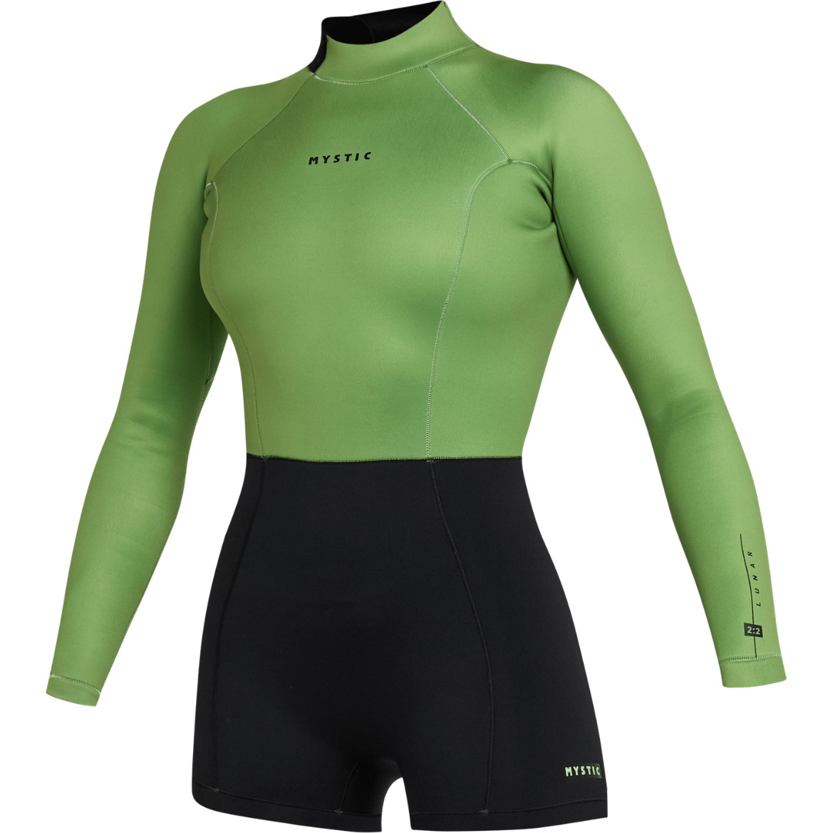 2025 Mystic Mujer Lunar Manga Larga 2/2mm Back Zip Shorty Neopreno 35000.240111 - Soft Green